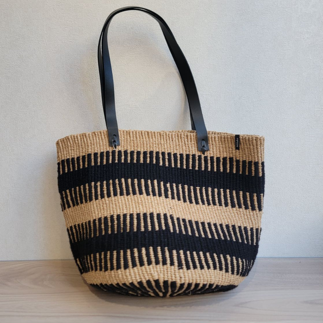 Pamba Shopper basket | Black rib weave M