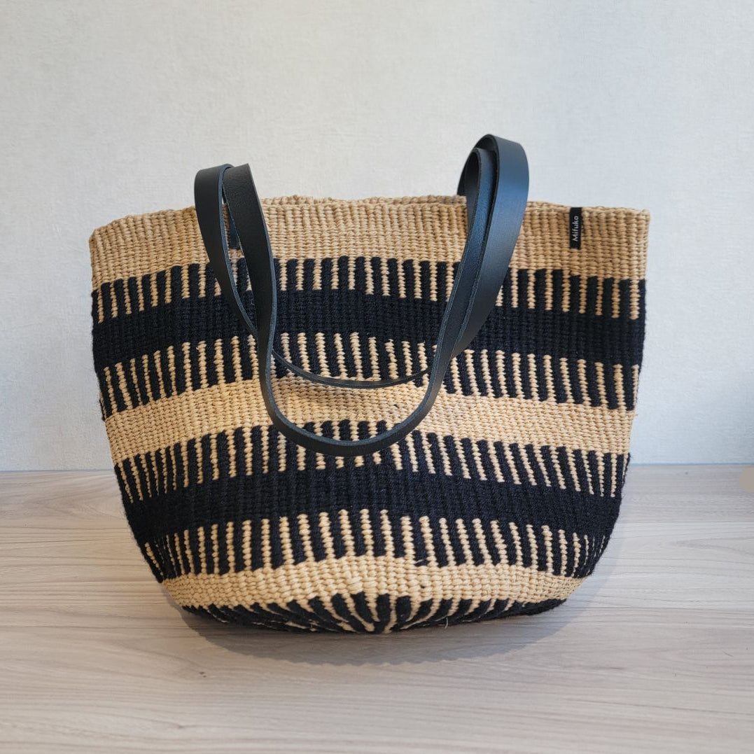 Pamba Shopper basket | Black rib weave M