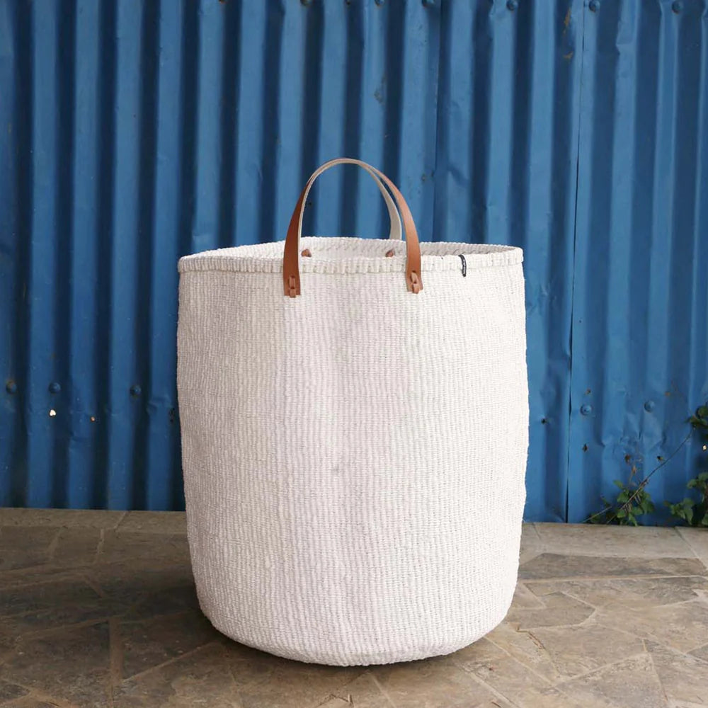 Kiondo floor basket | White with handles XL