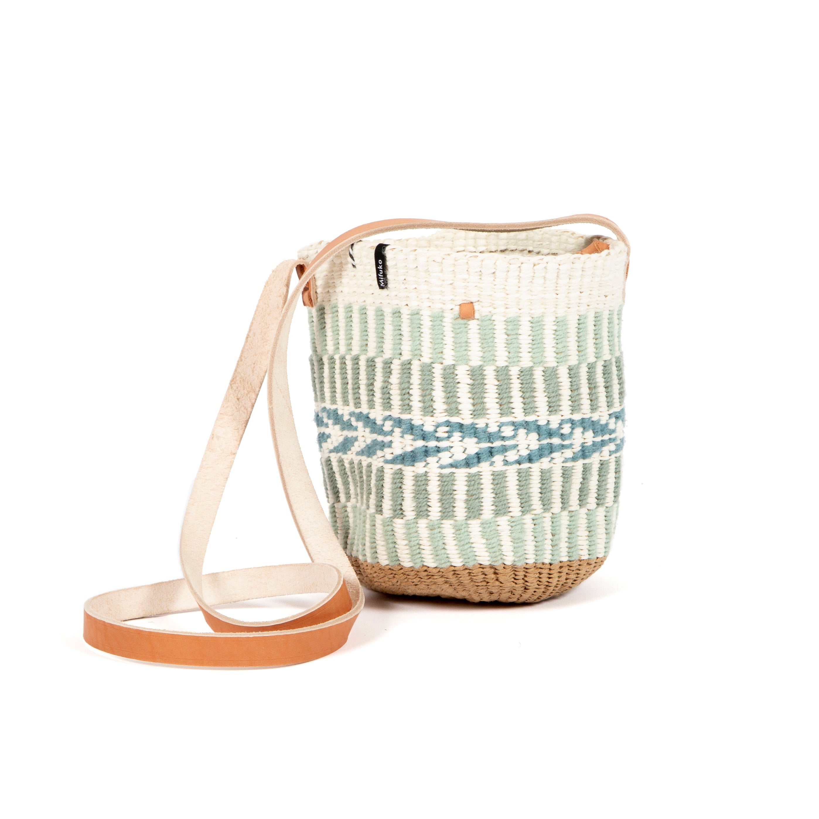 Pamba shopper basket | Light green pattern weave XS