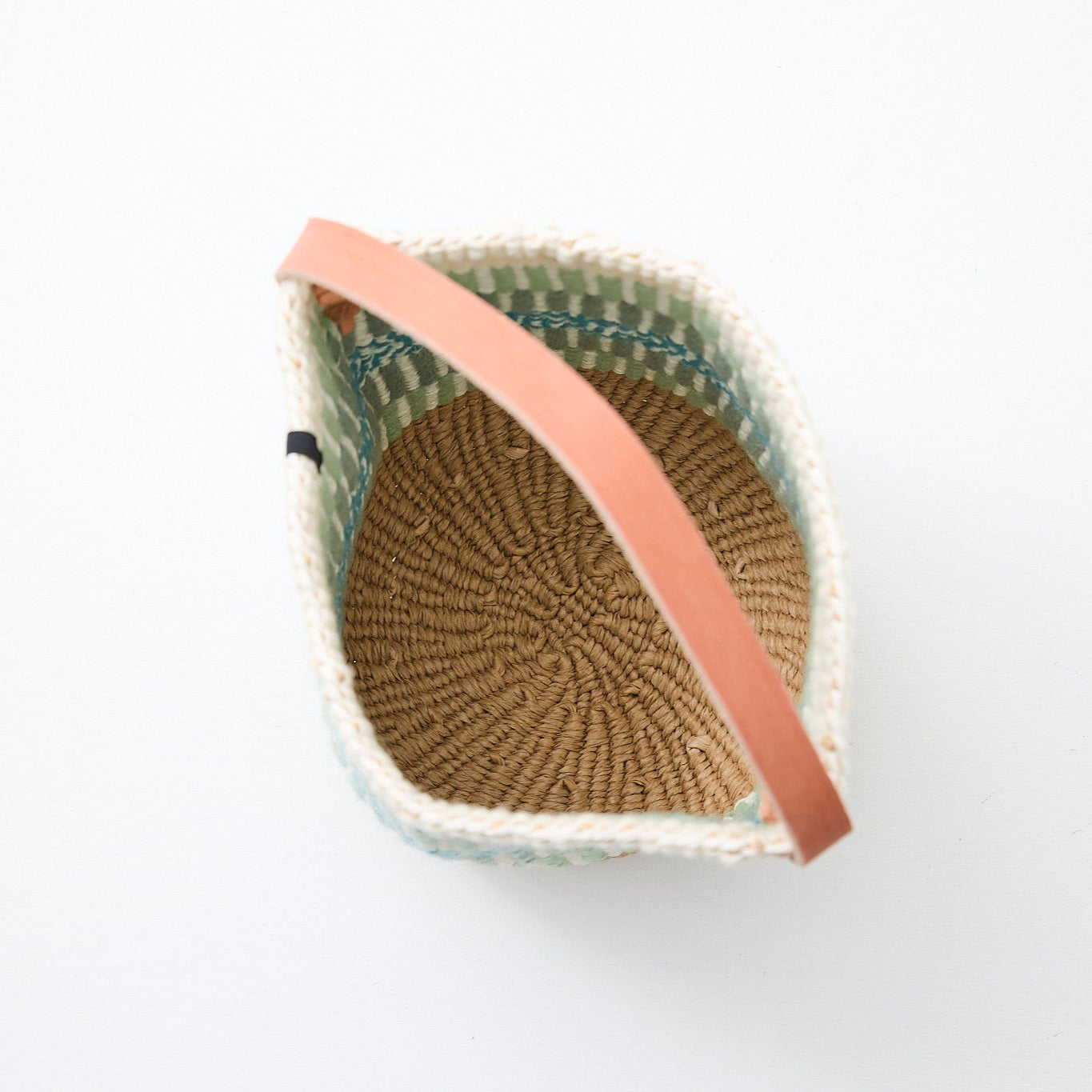 Pamba basket with handle | Light green pattern weave S