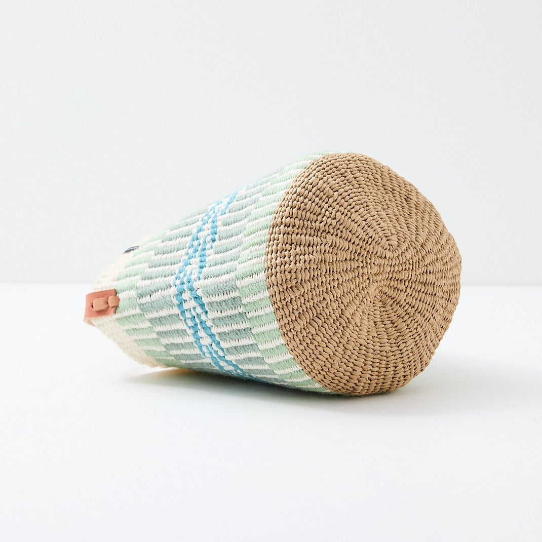 Pamba basket with handle | Light green pattern weave S