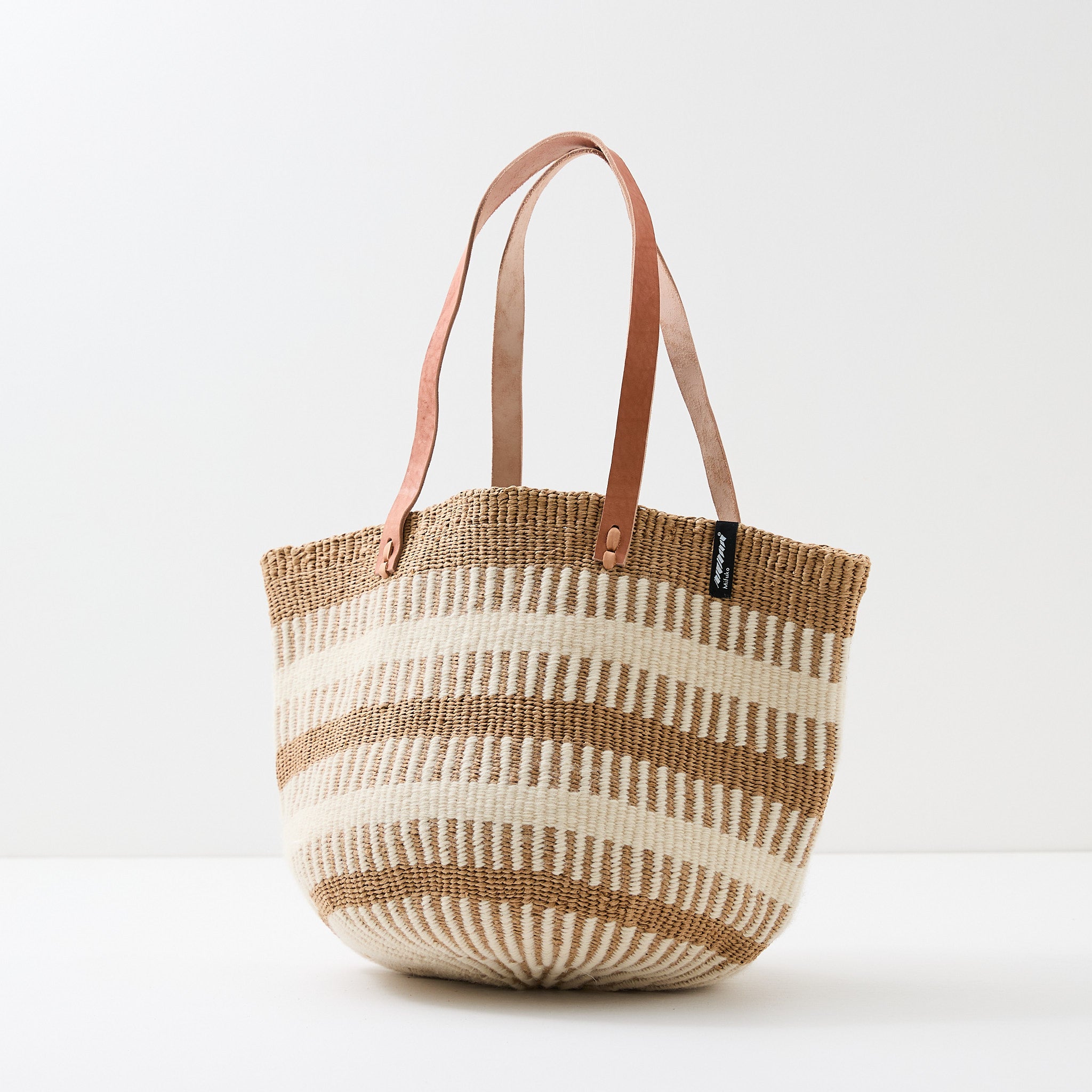 Pamba shopper basket | White rib weave M