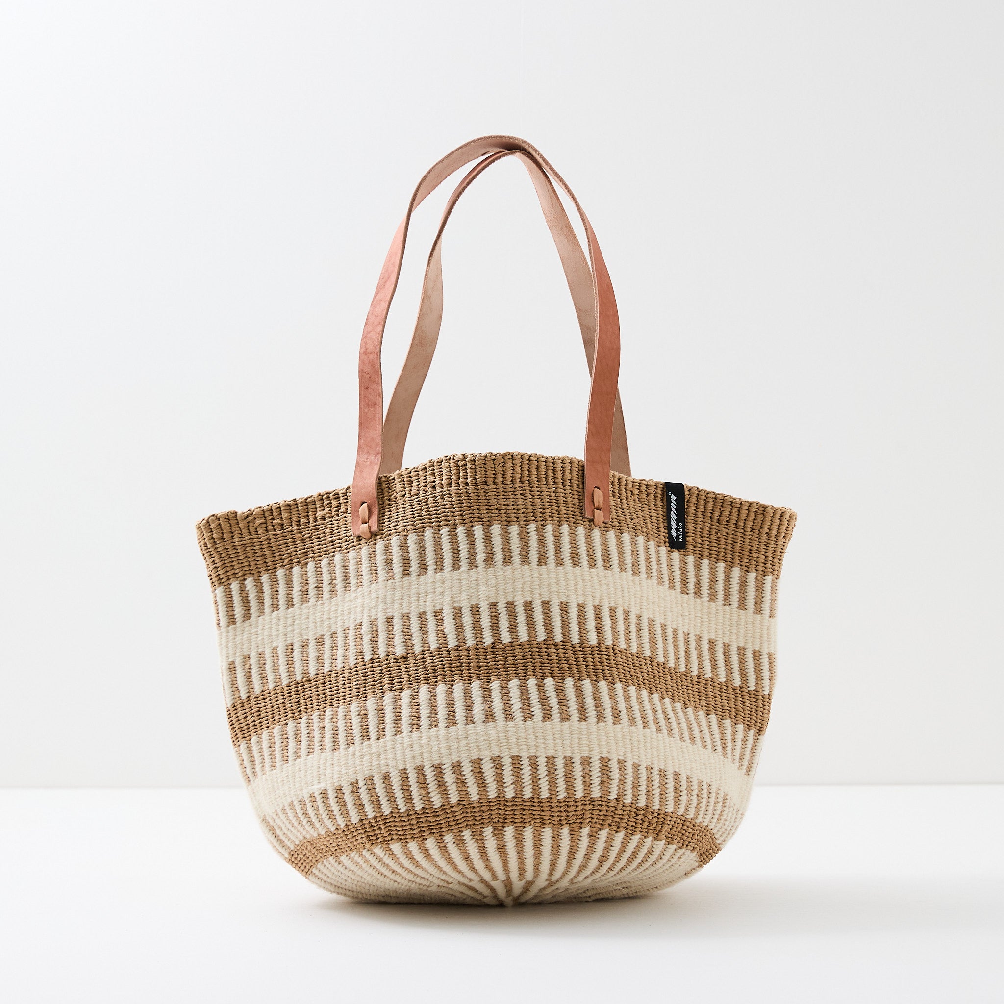 Pamba shopper basket | White rib weave M
