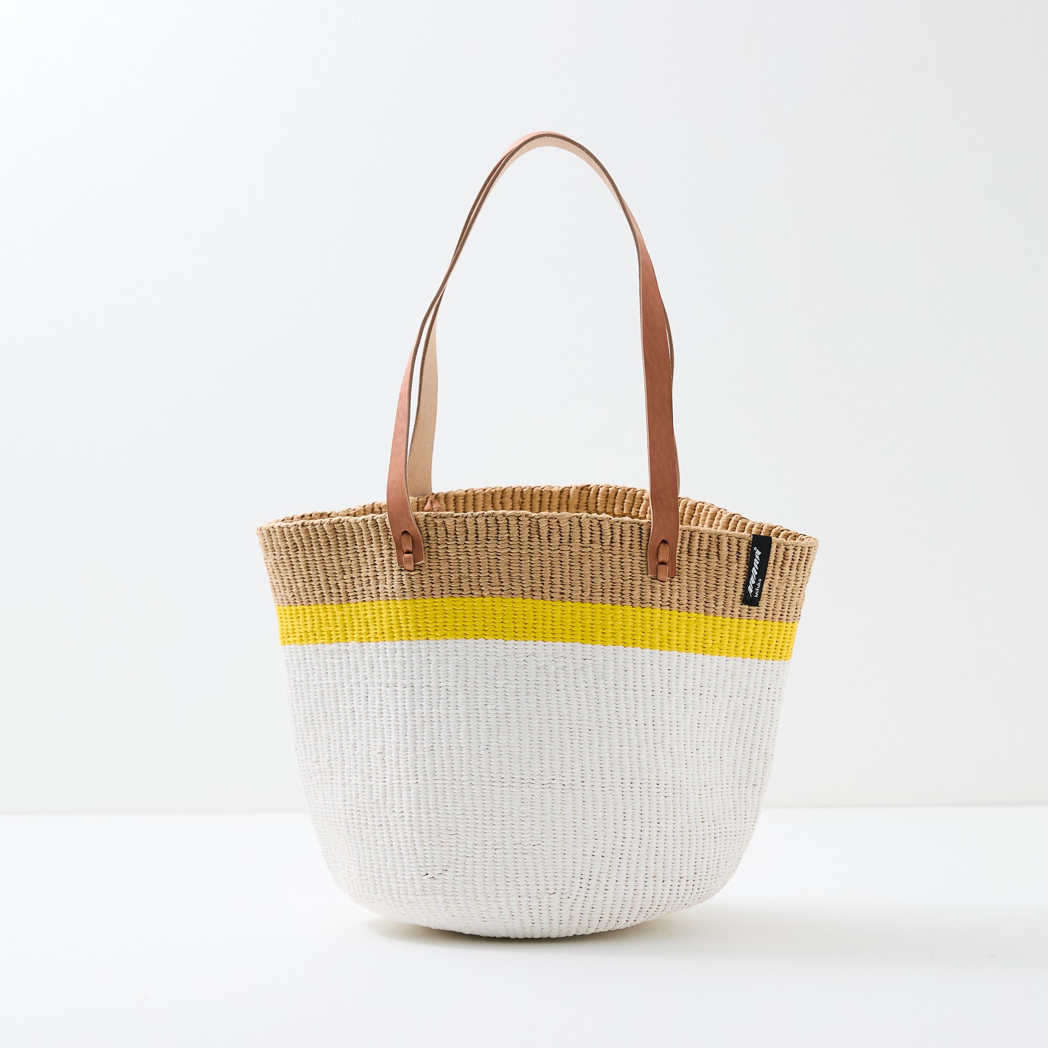 Kiondo Shopper basket | Top stripe yellow M
