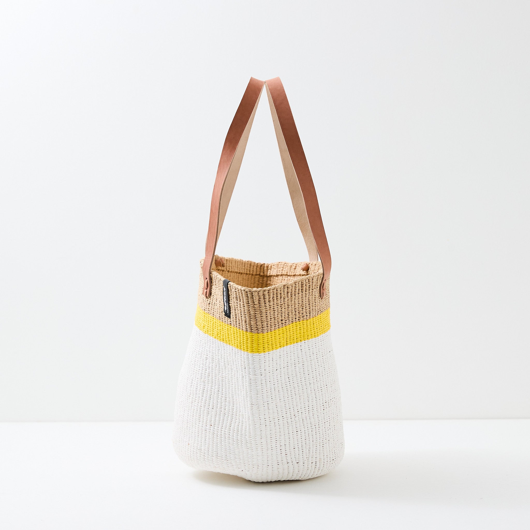Kiondo Shopper basket | Top stripe yellow M