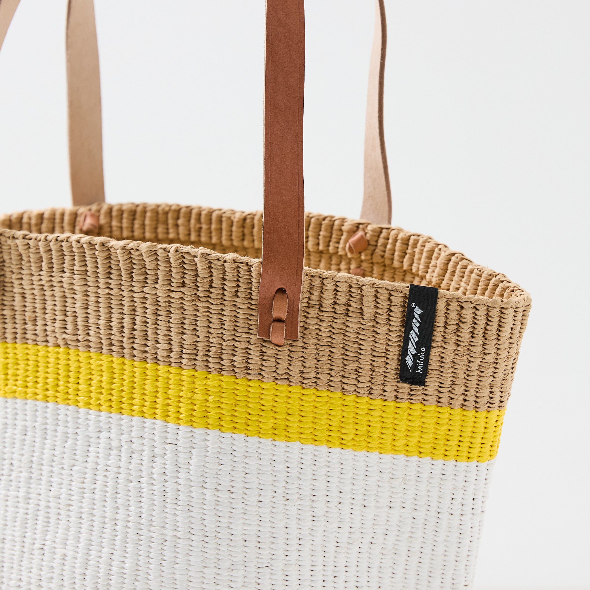 Kiondo Shopper basket | Top stripe yellow M