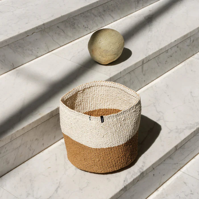 Kiondo basket | White and brown duo S