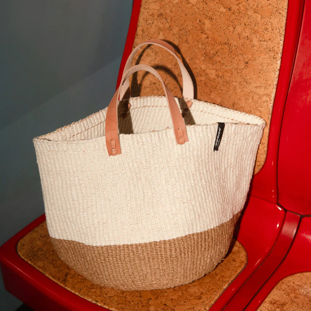 Kiondo market basket | White and brown duo M