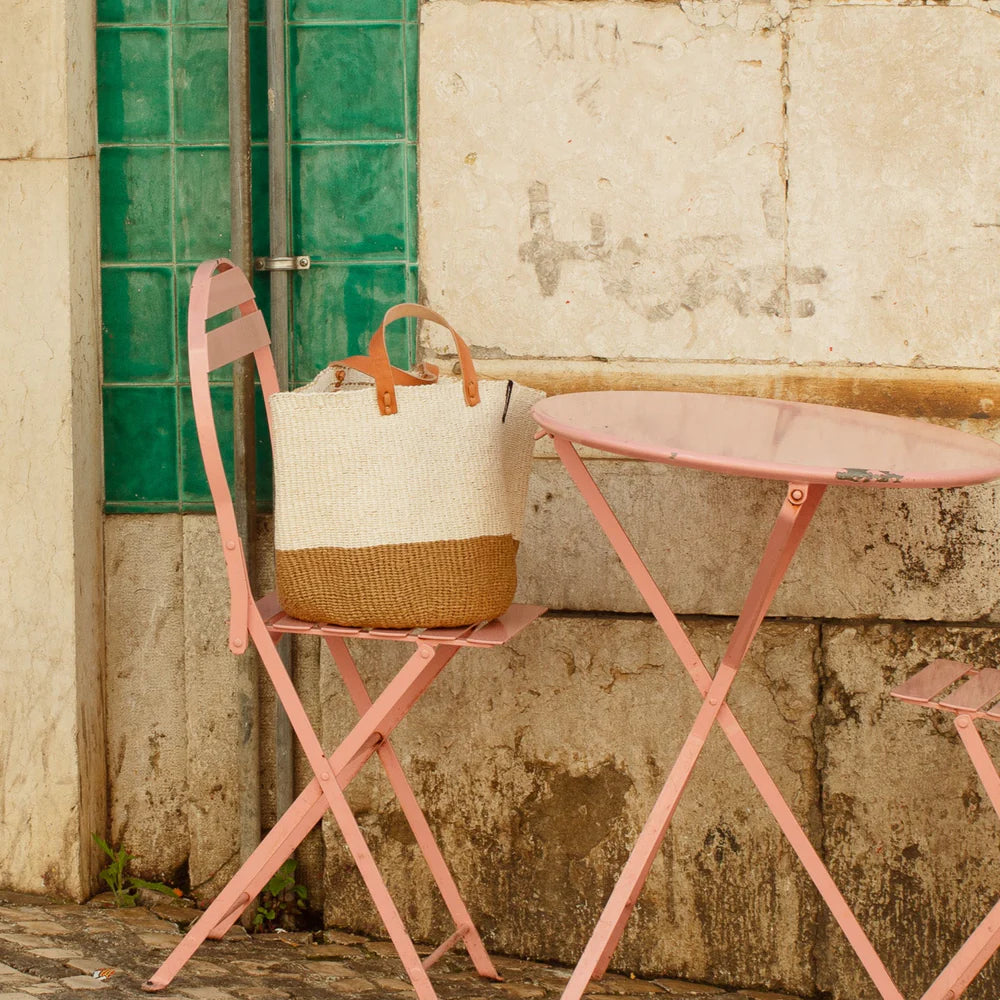 Kiondo market basket | White and brown duo M