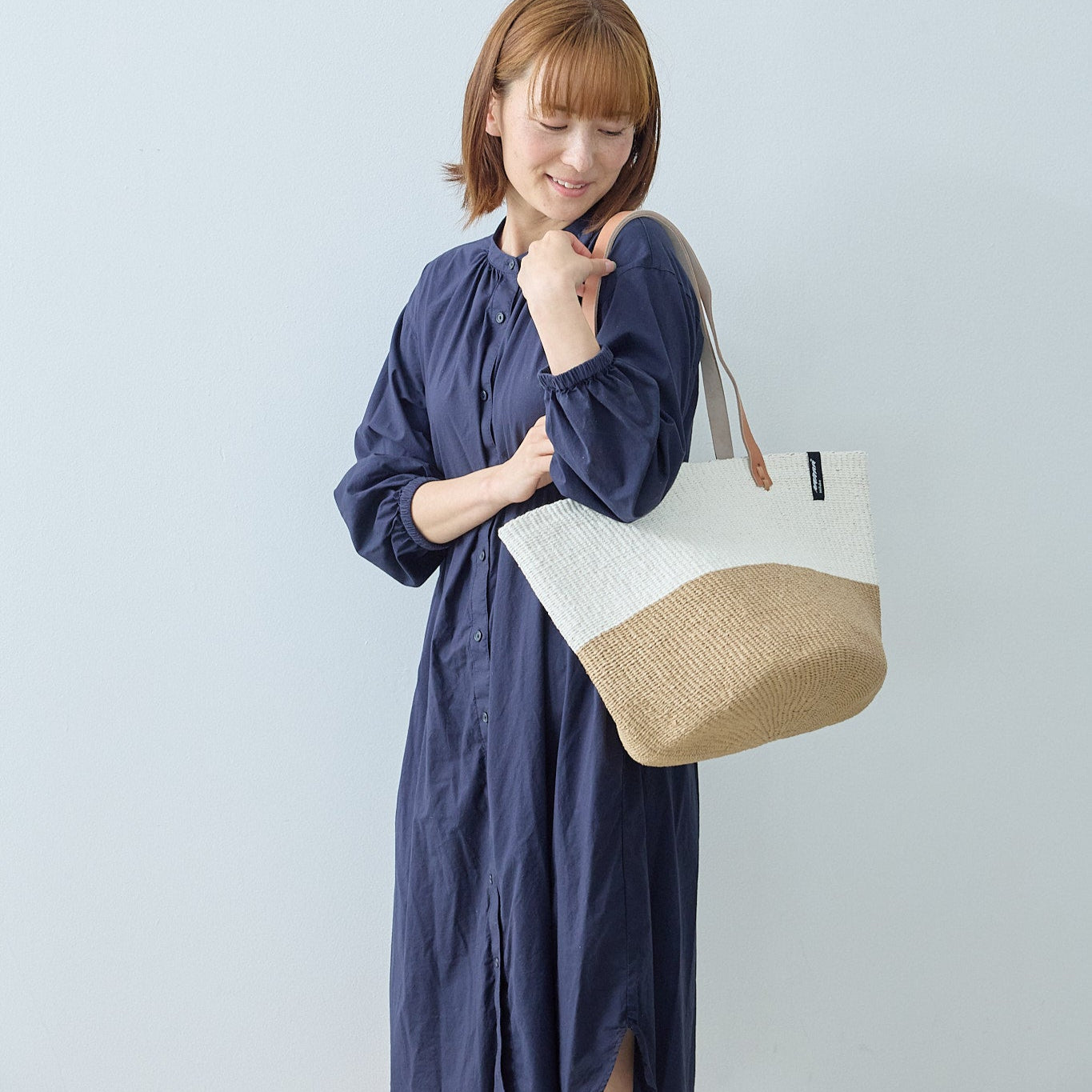 Kiondo shopper basket| White and brown duo M