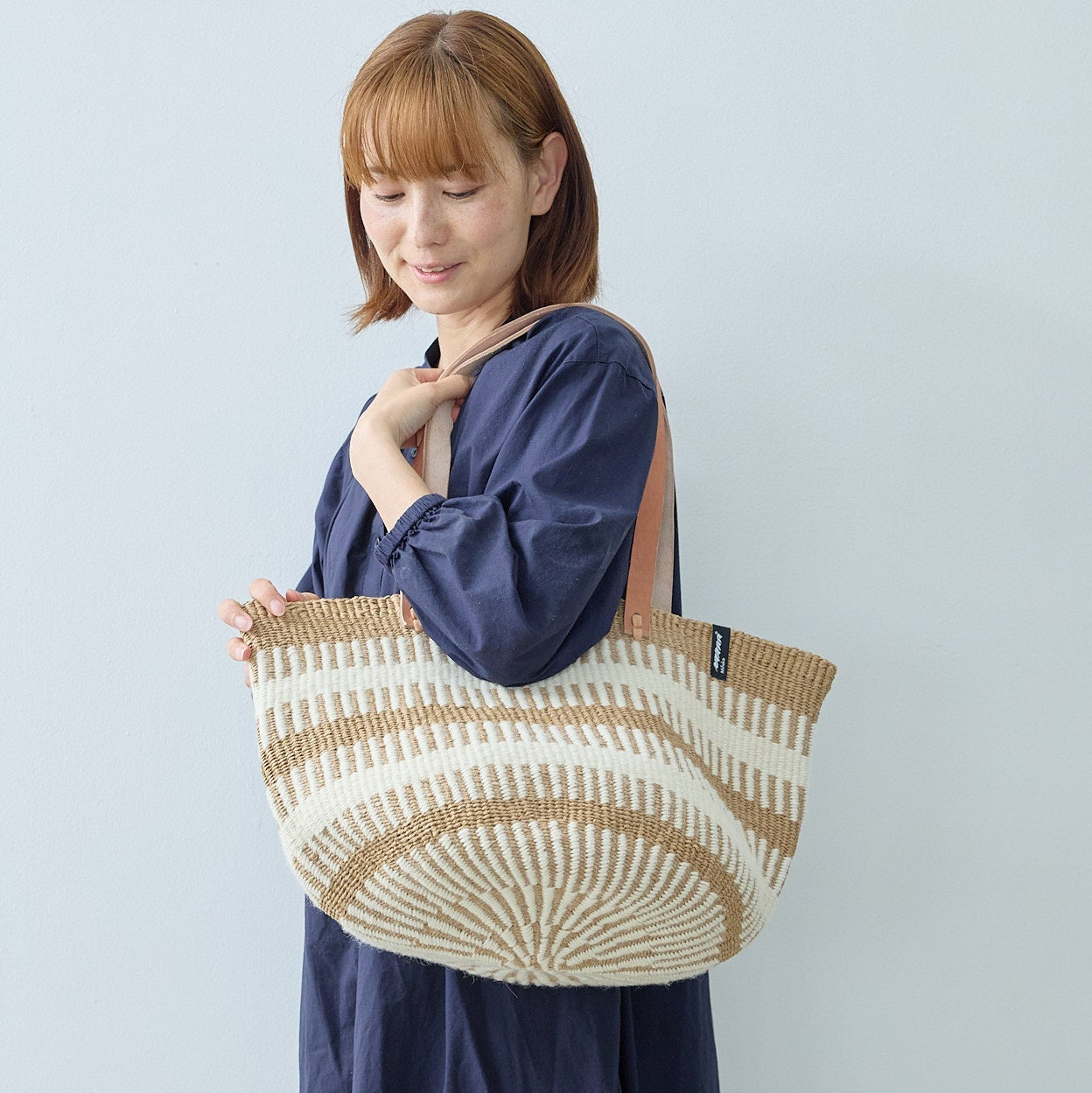 Pamba shopper basket | White rib weave M