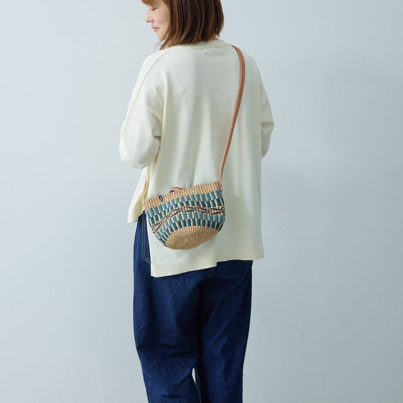 Pamba shopper basket | Green pattern weave XS