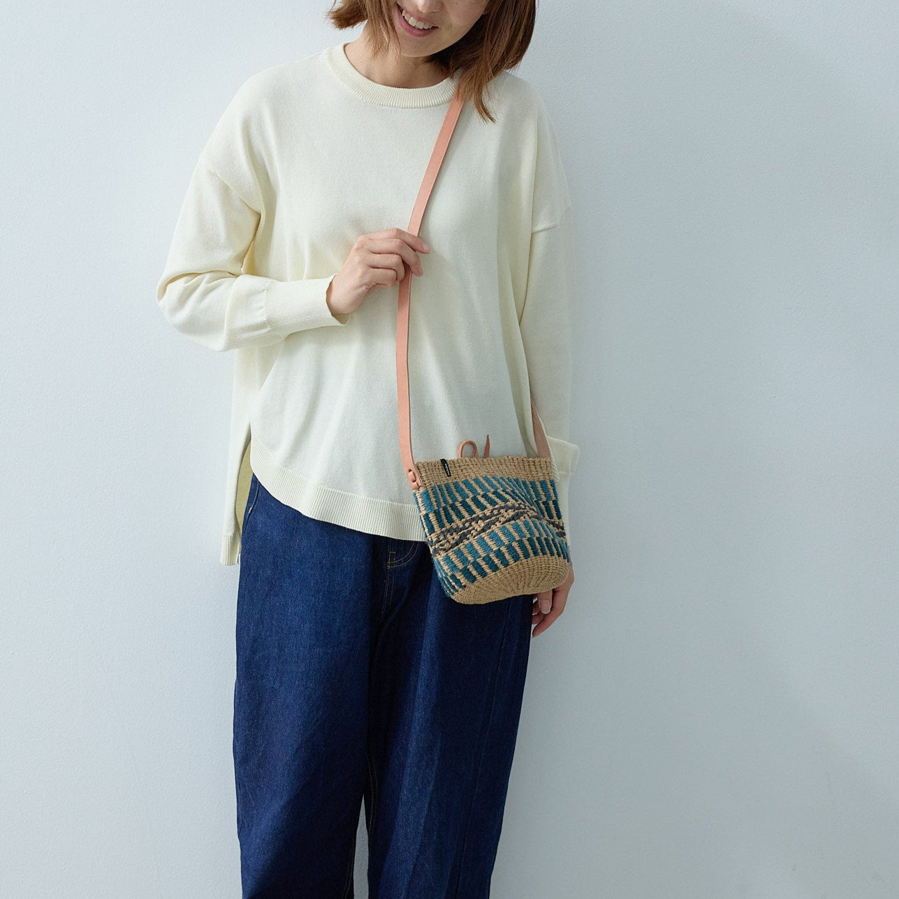 Pamba shopper basket | Green pattern weave XS