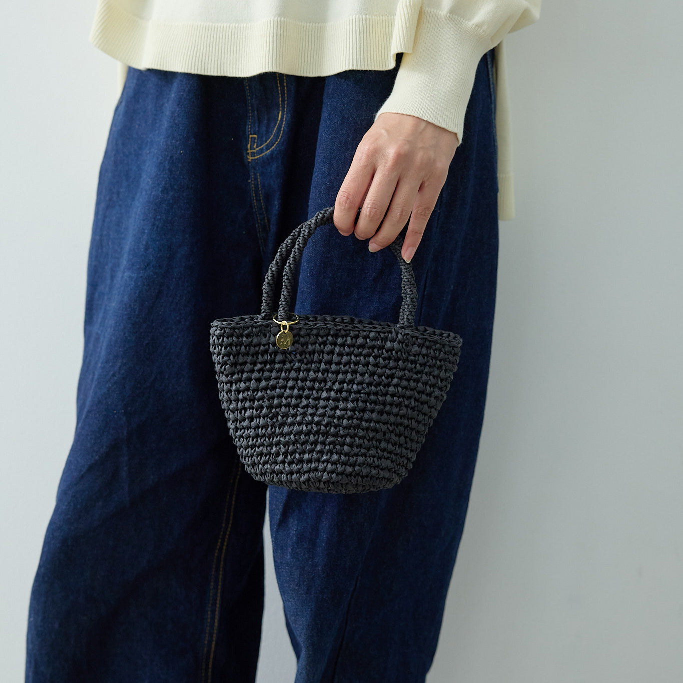 Kiondo shopper basket | Crocheted black XXS