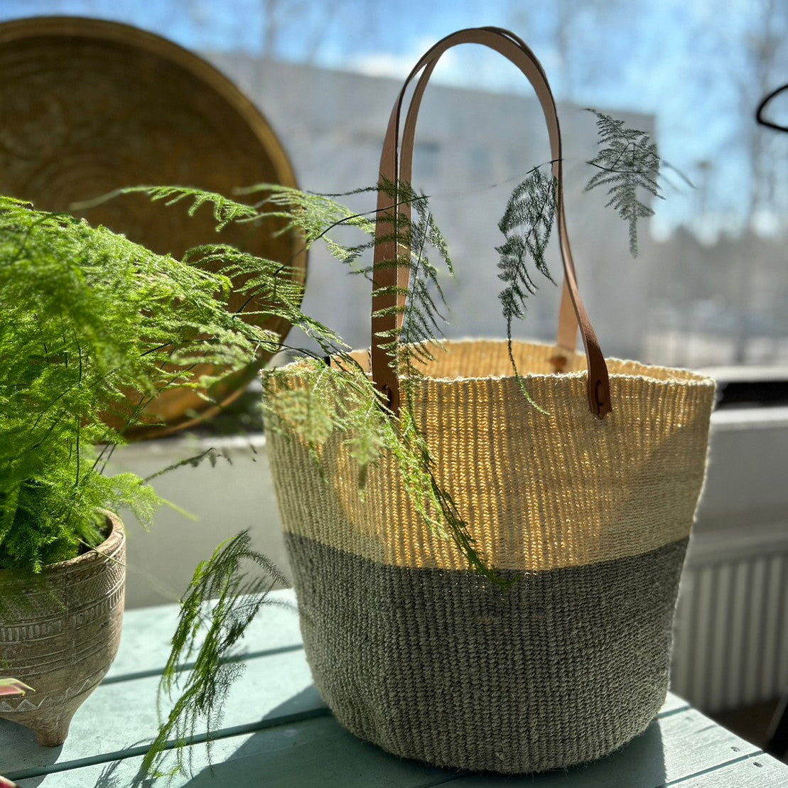 Kiondo shopper basket| Natural and Light grey duo M