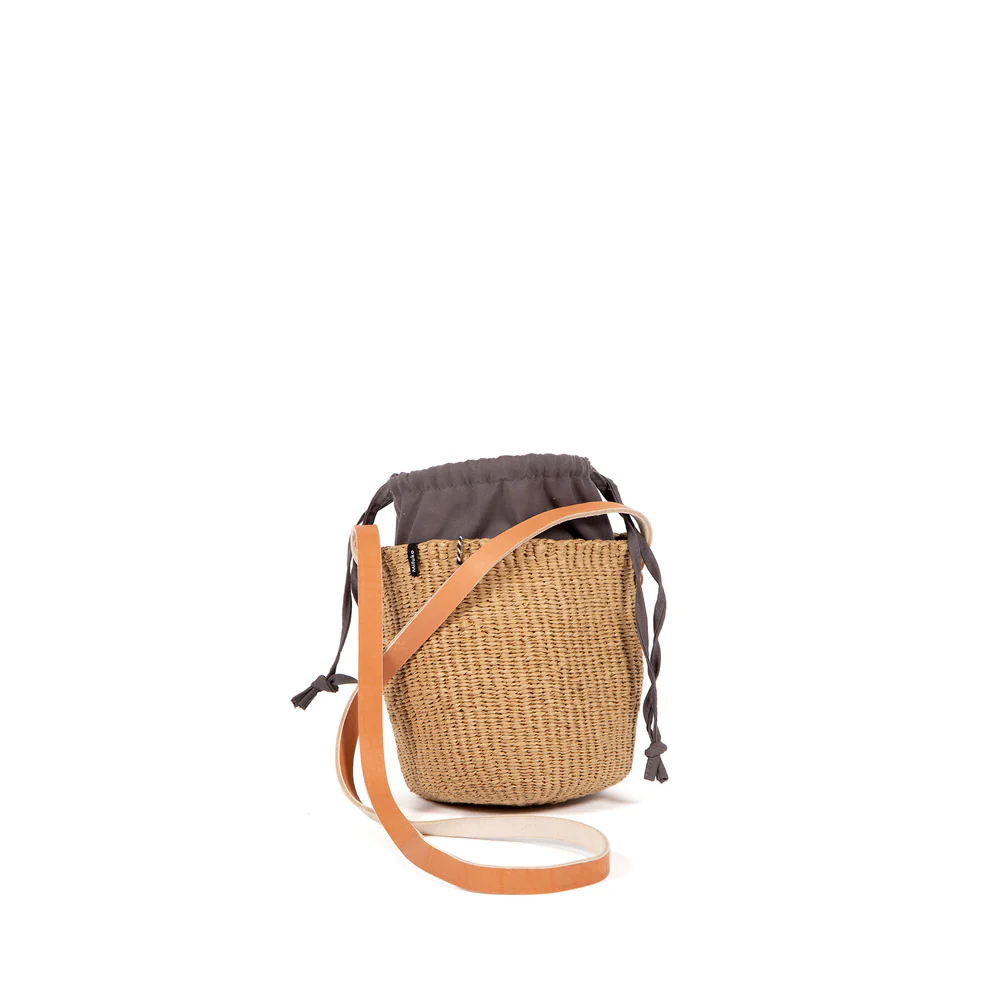 Kiondo crossbody basket bag | Brown with grey pouch XS