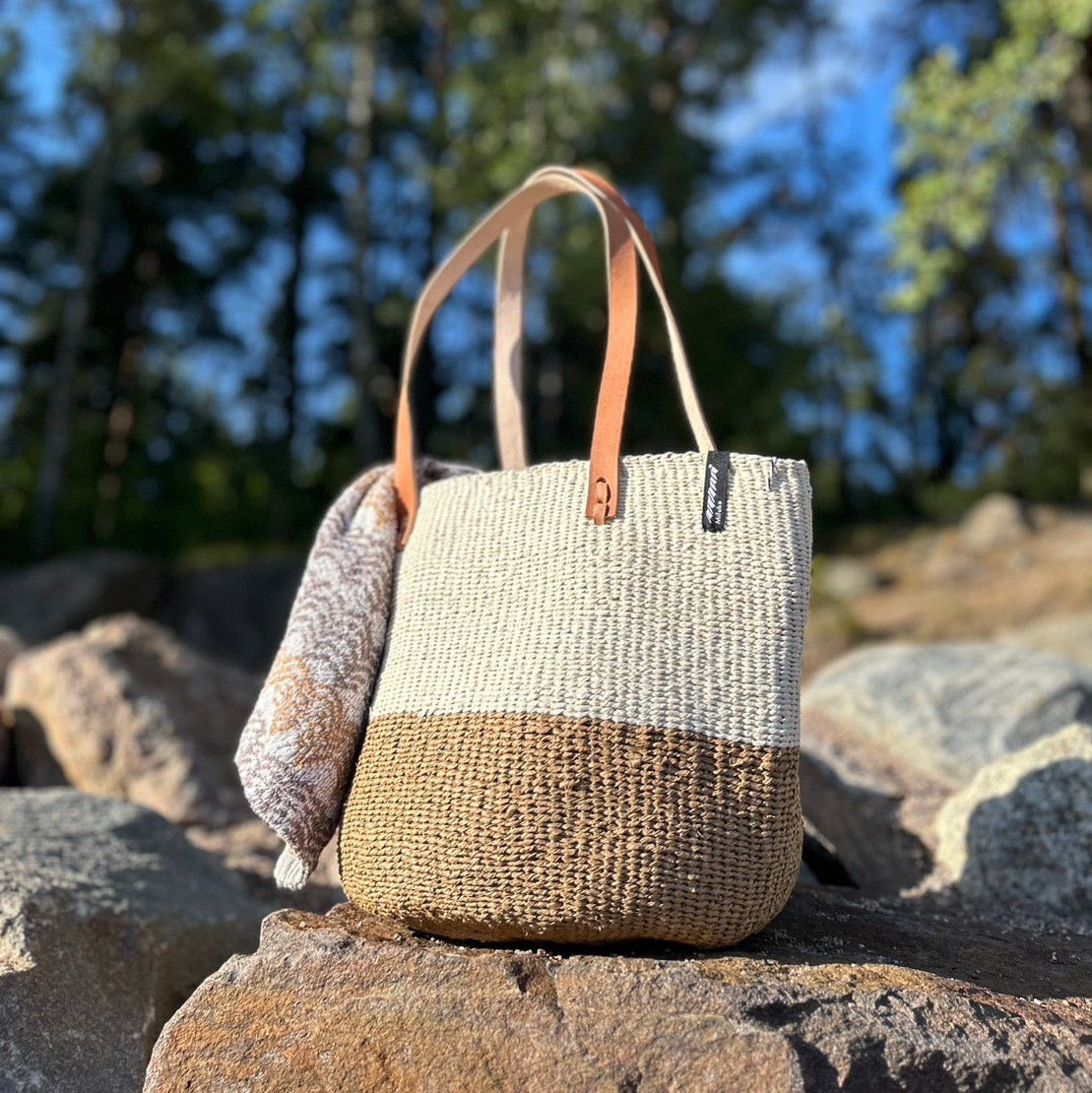 Kiondo shopper basket| White and brown duo M