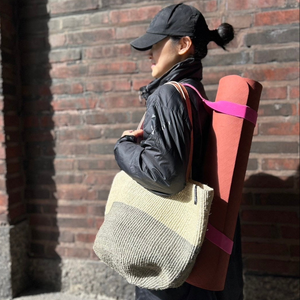 Kiondo shopper basket| Natural and Light grey duo M