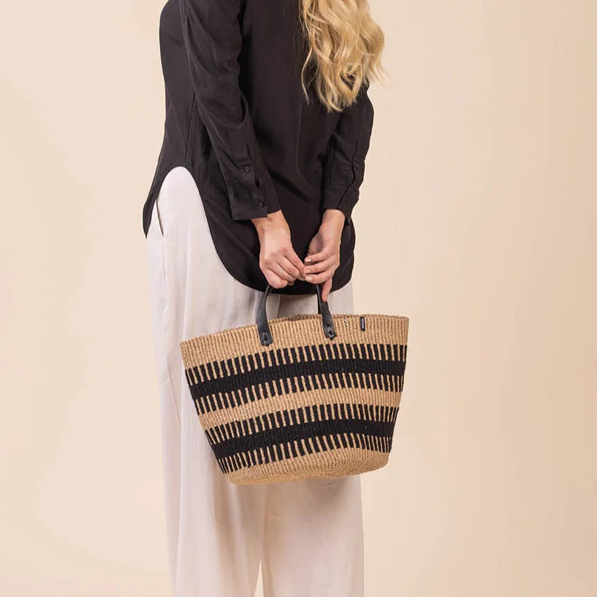 Pamba market basket | Black rib weave M