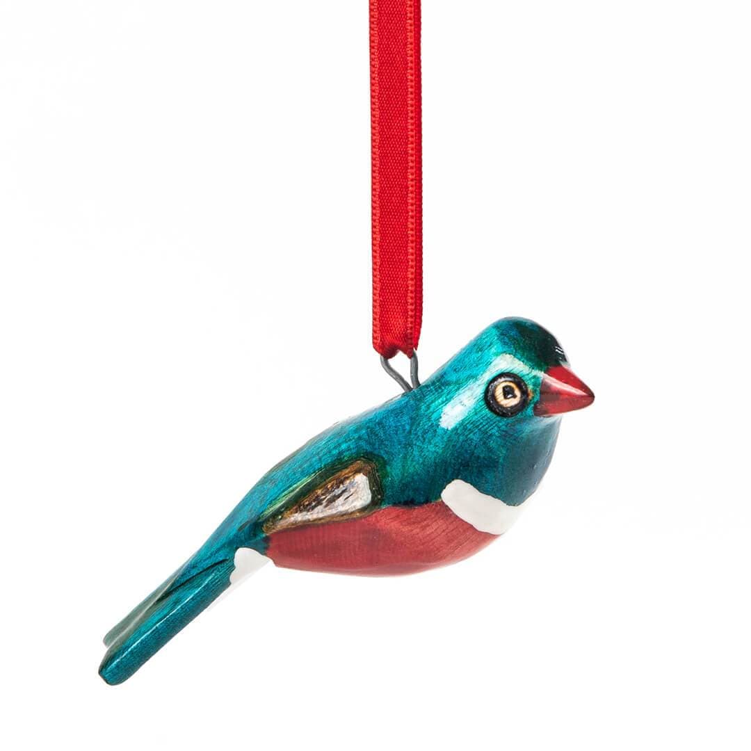 Wooden ornament | Superb starling(ツキノワテリムク)