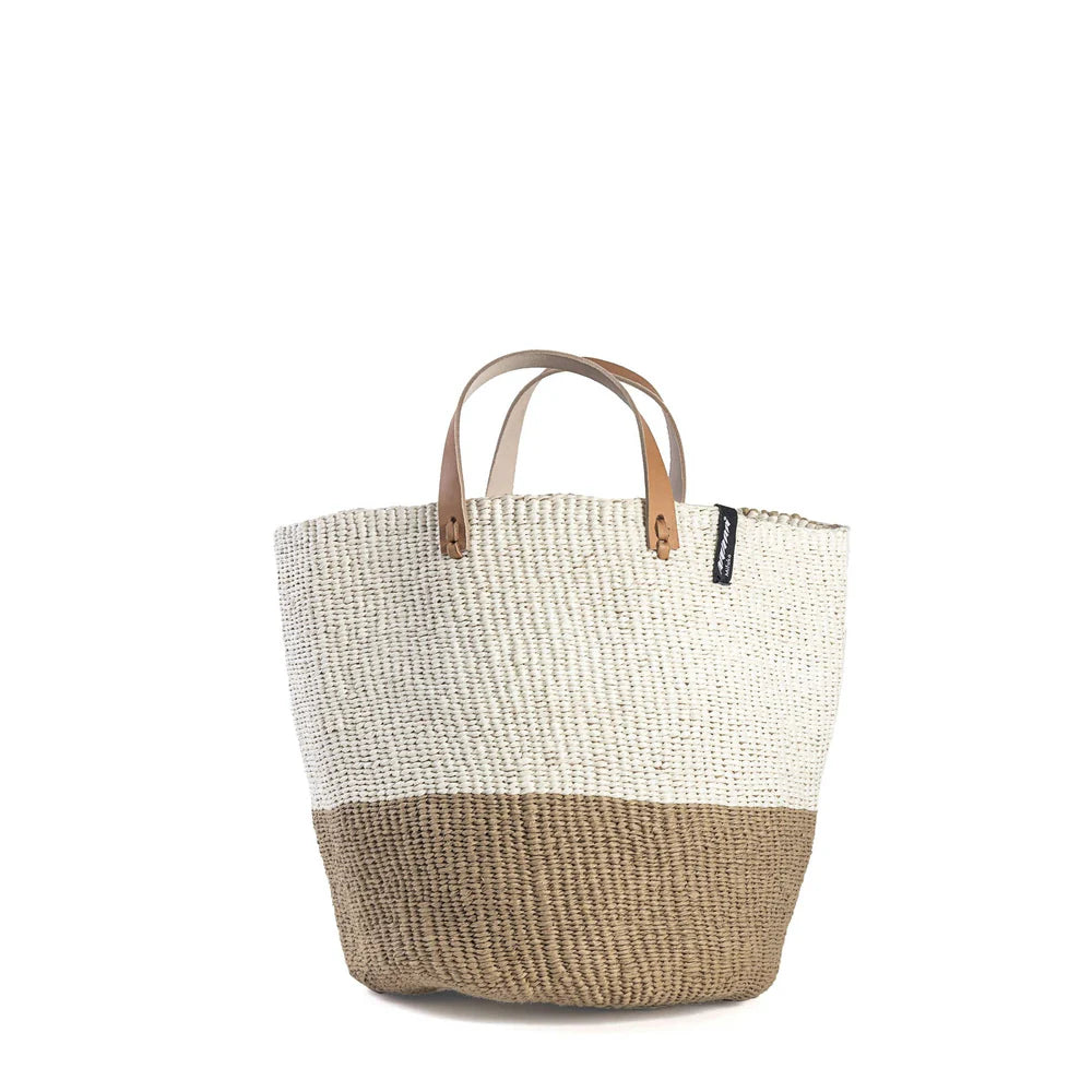 Kiondo market basket | White and brown duo M