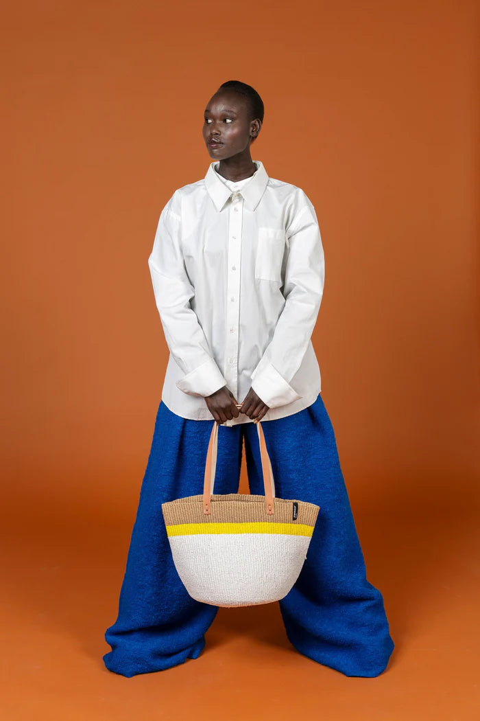 Kiondo Shopper basket | Top stripe yellow M