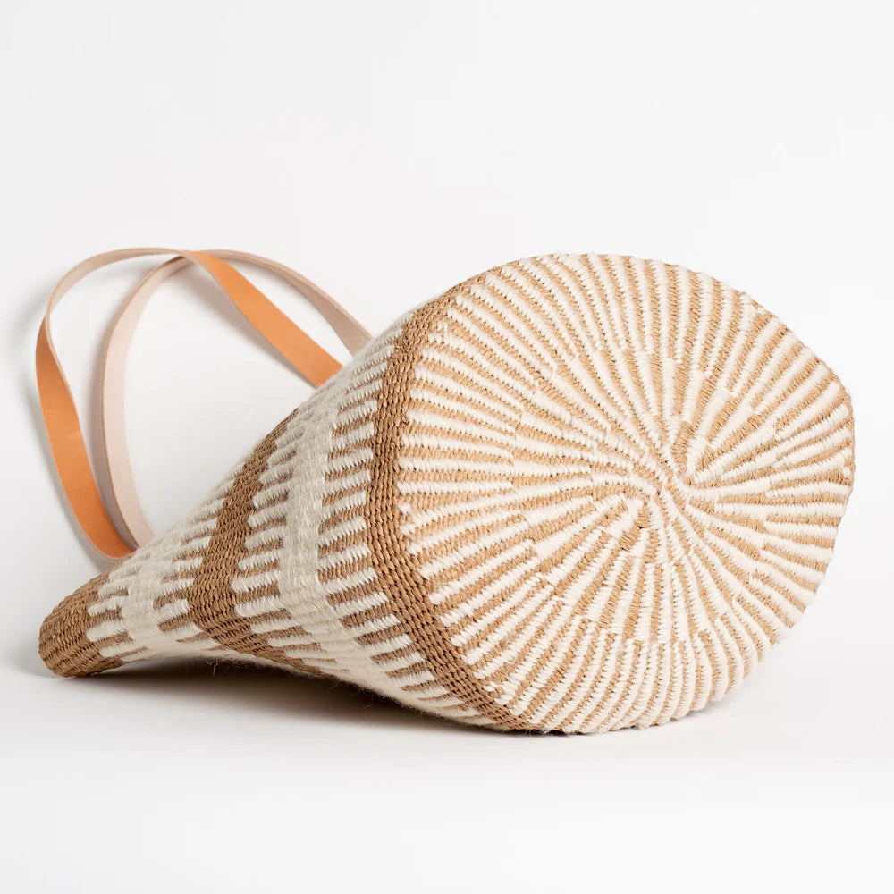 Pamba shopper basket | White rib weave M