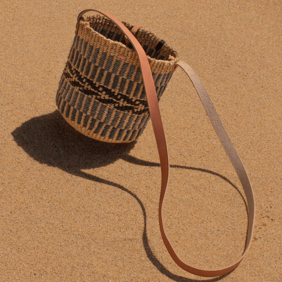 Pamba shopper basket | Green pattern weave XS