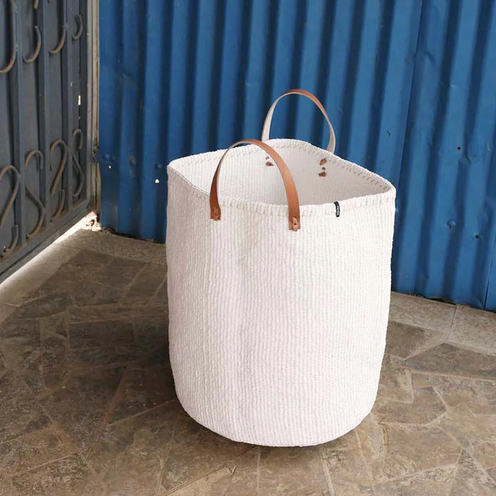 Kiondo floor basket | White with handles XL