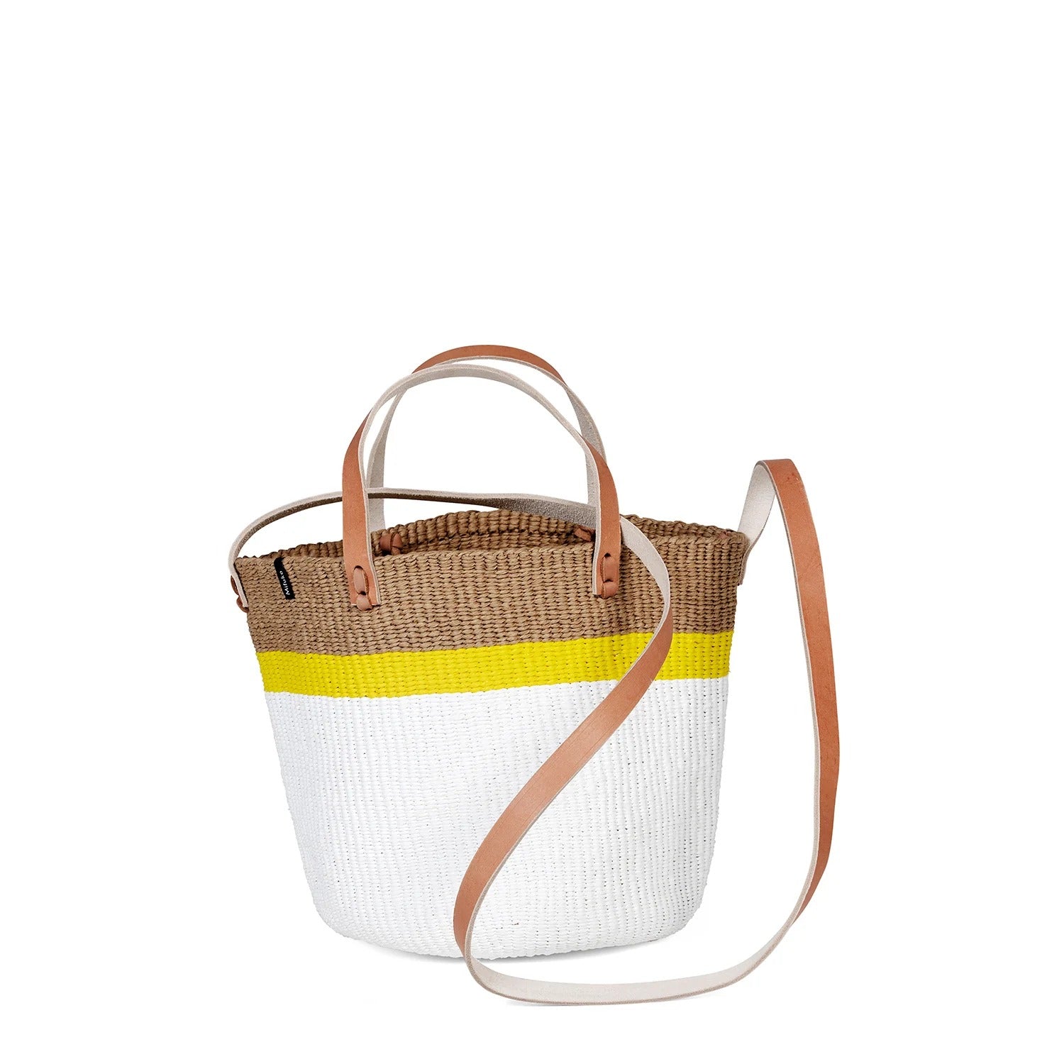 Kiondo crossbody basket bag | Top stripe yellow S