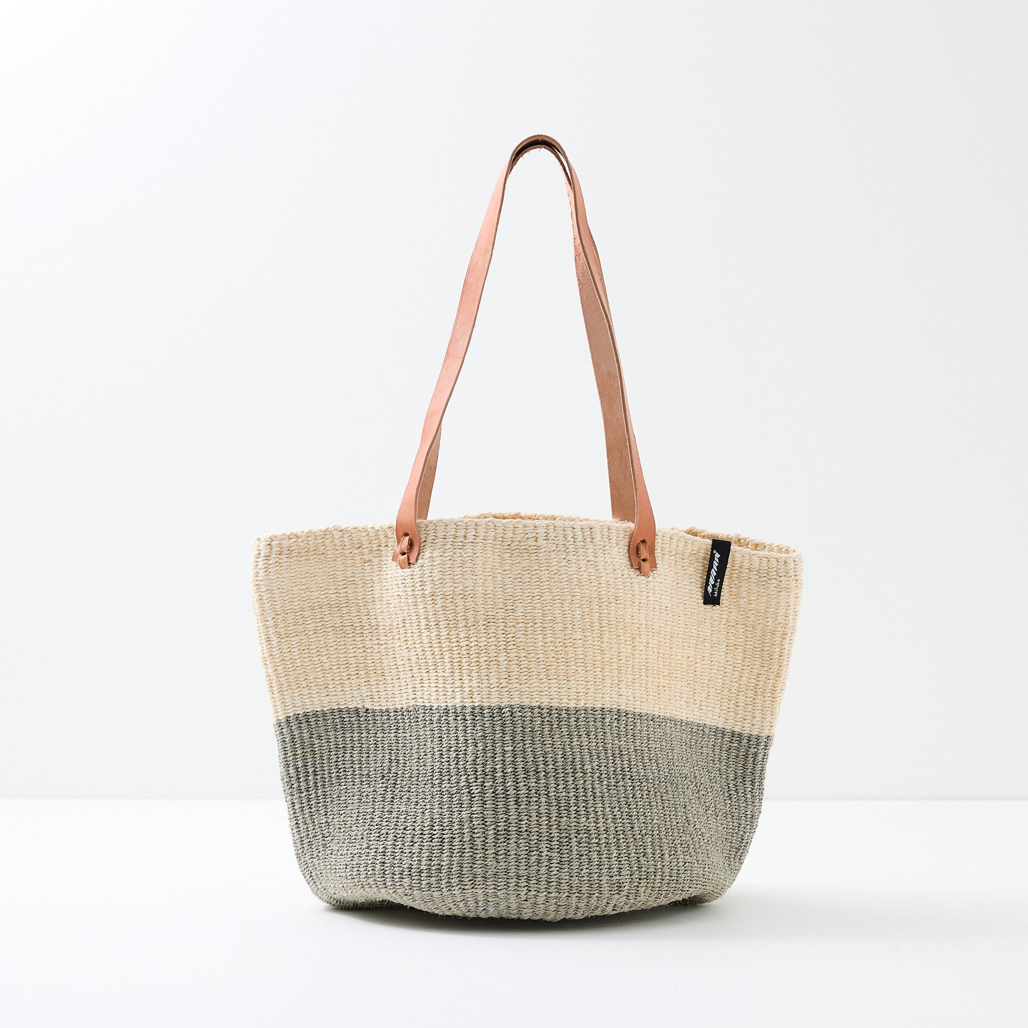 Kiondo shopper basket| Natural and Light grey duo M