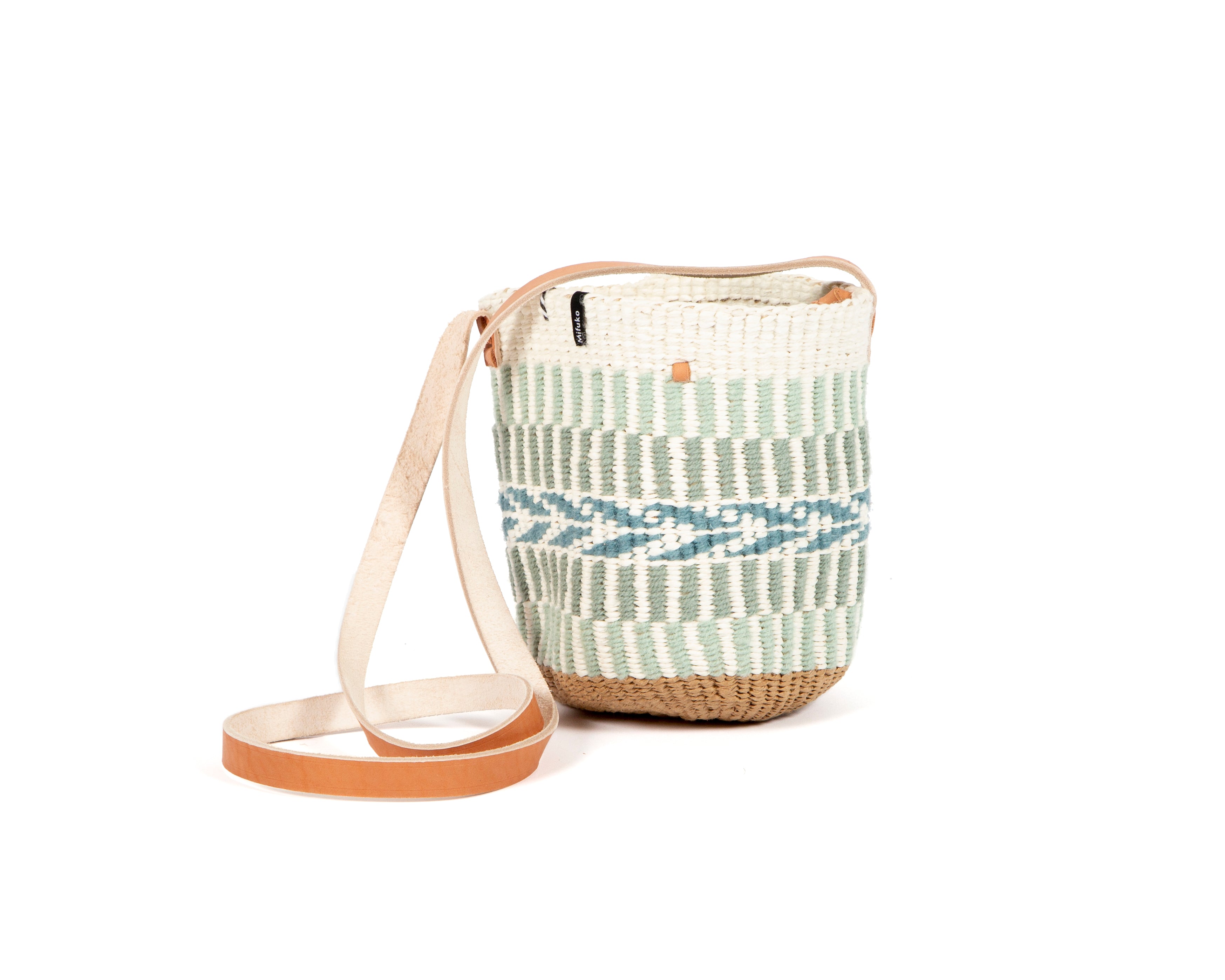 Pamba shopper basket | Light green pattern weave XS