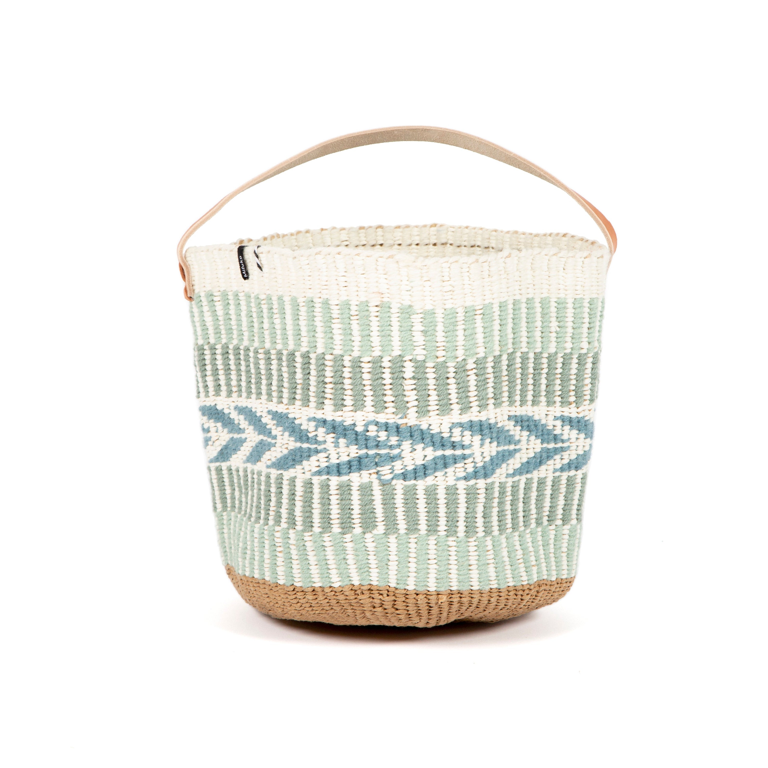 Pamba basket with handle | Light green pattern weave S