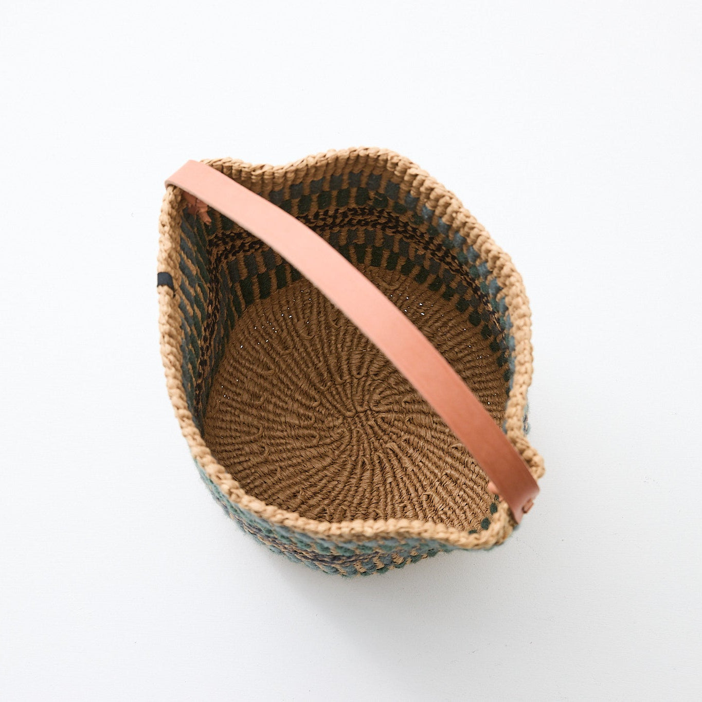 Pamba basket with handle | Green pattern weave S