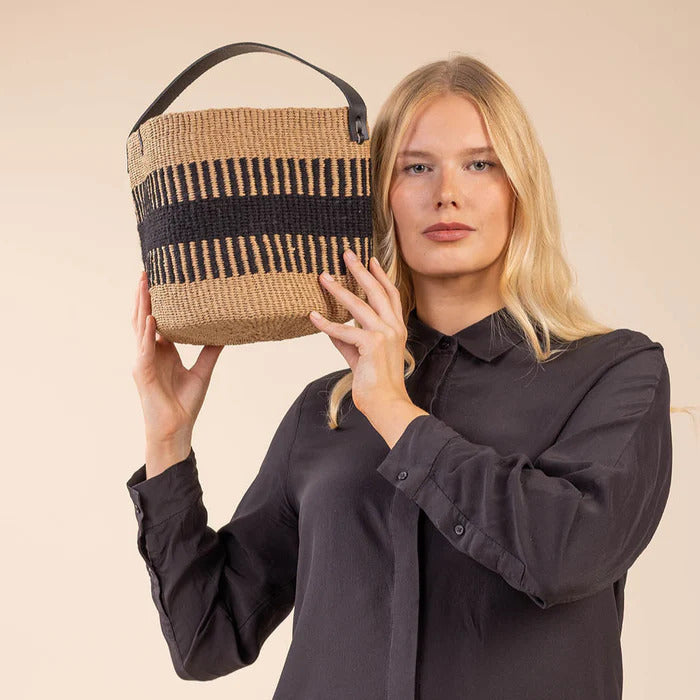 Mifuko かごバッグ バイカラー レザーハンドル Bags