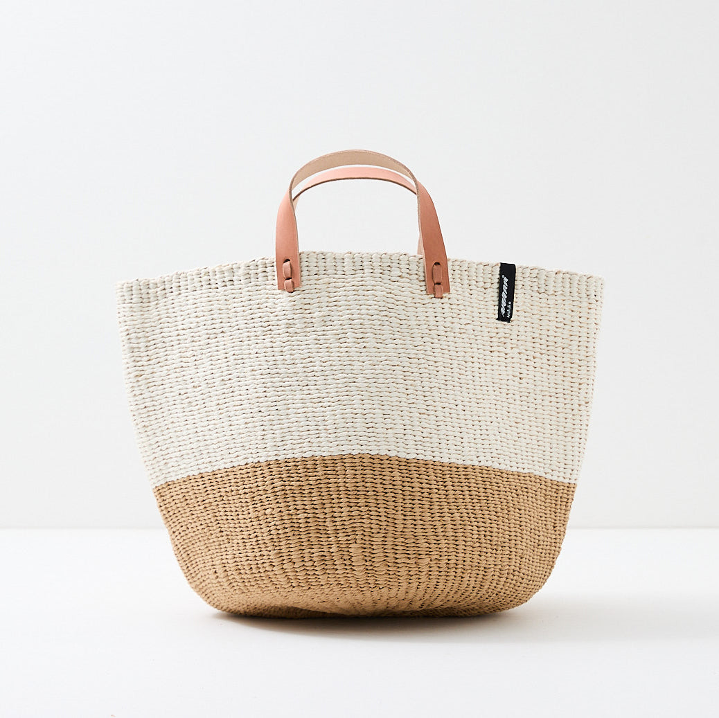 Kiondo market basket | White and brown duo M