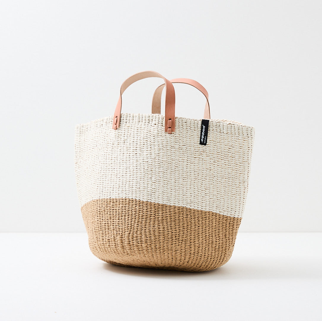 Kiondo market basket | White and brown duo M
