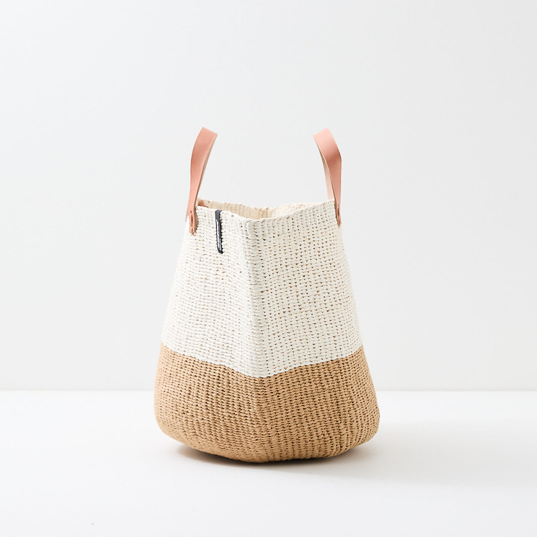 Kiondo market basket | White and brown duo M