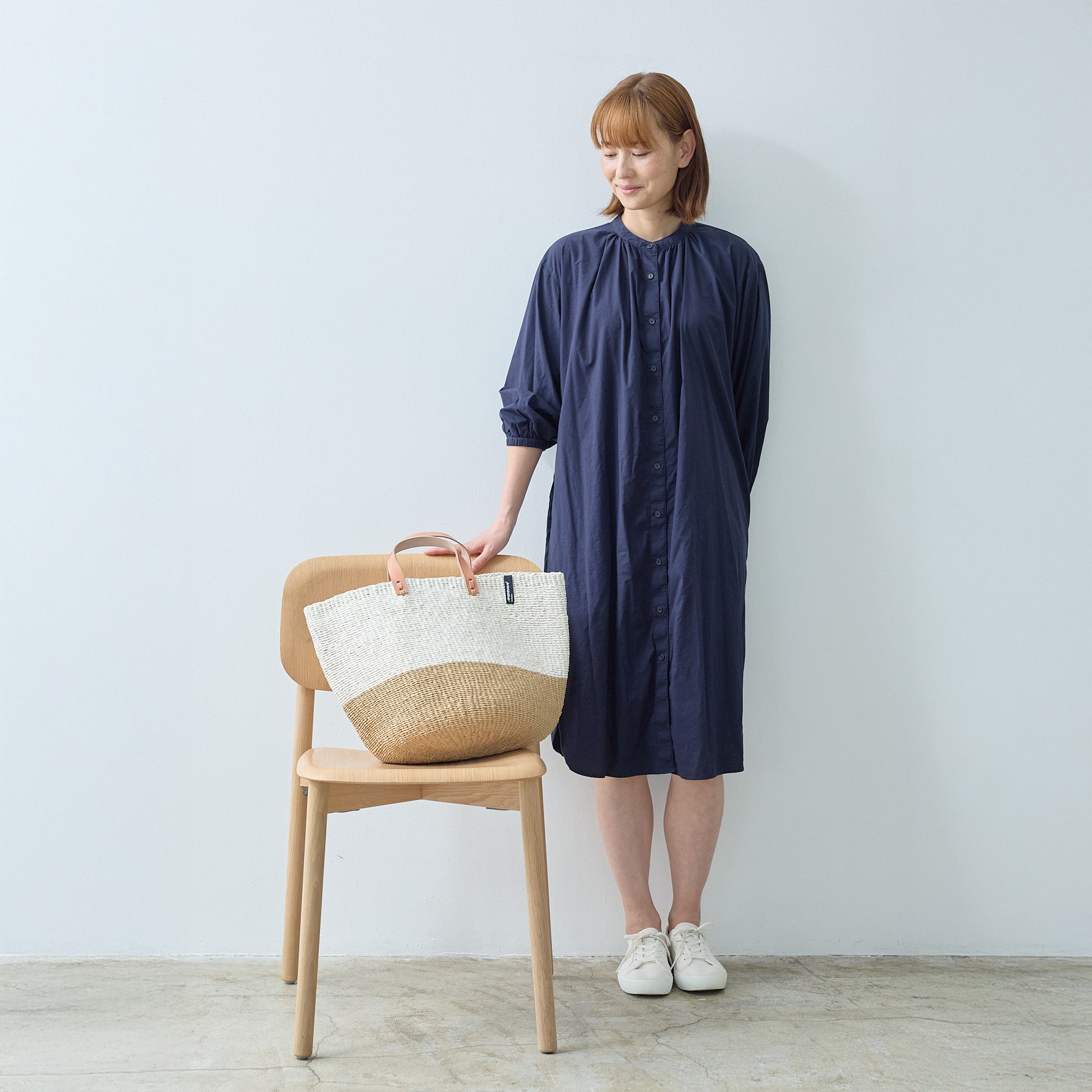 Kiondo market basket | White and brown duo M