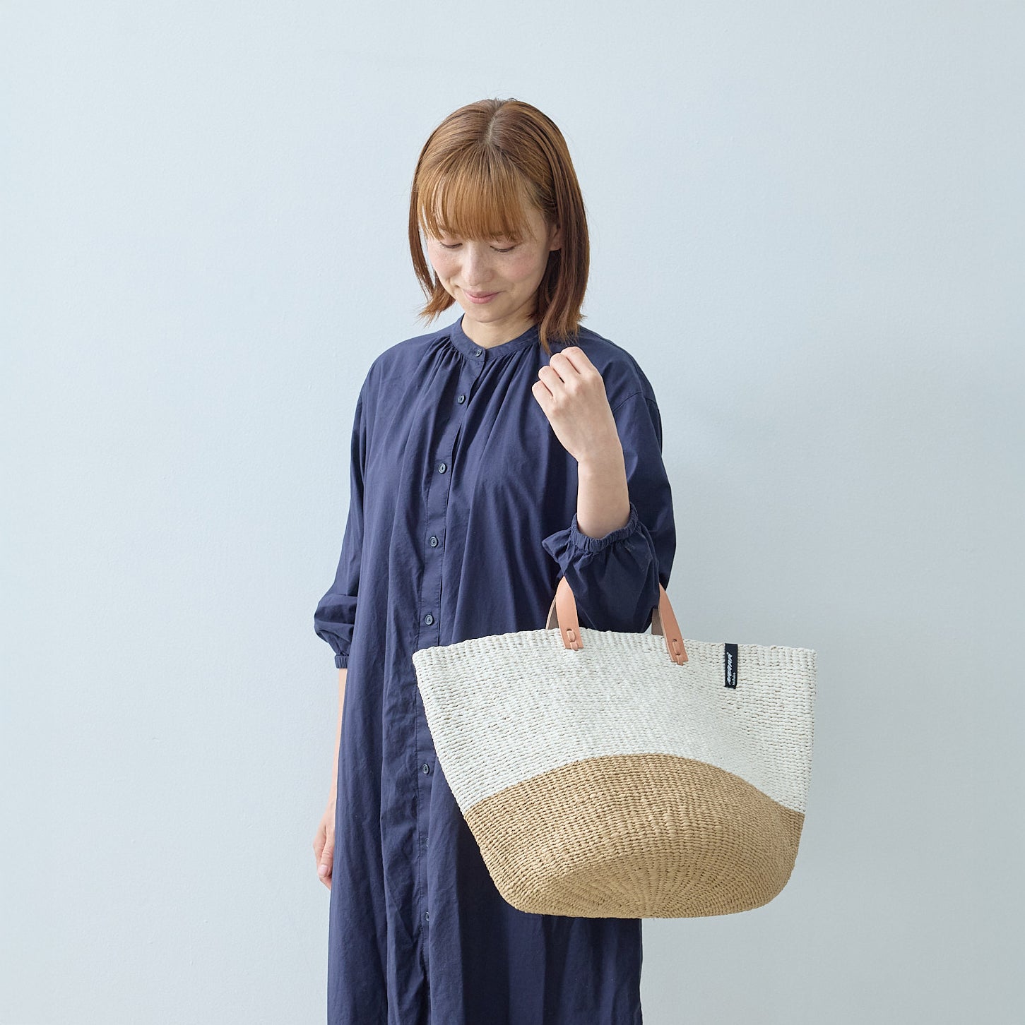 Kiondo market basket | White and brown duo M