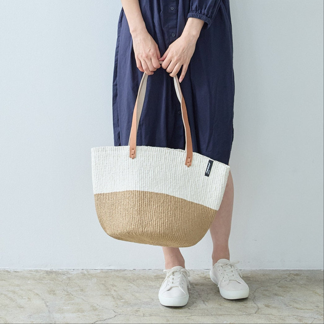 Kiondo shopper basket| White and brown duo M