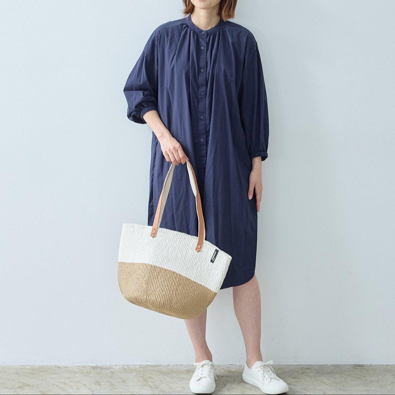 Kiondo shopper basket| White and brown duo M
