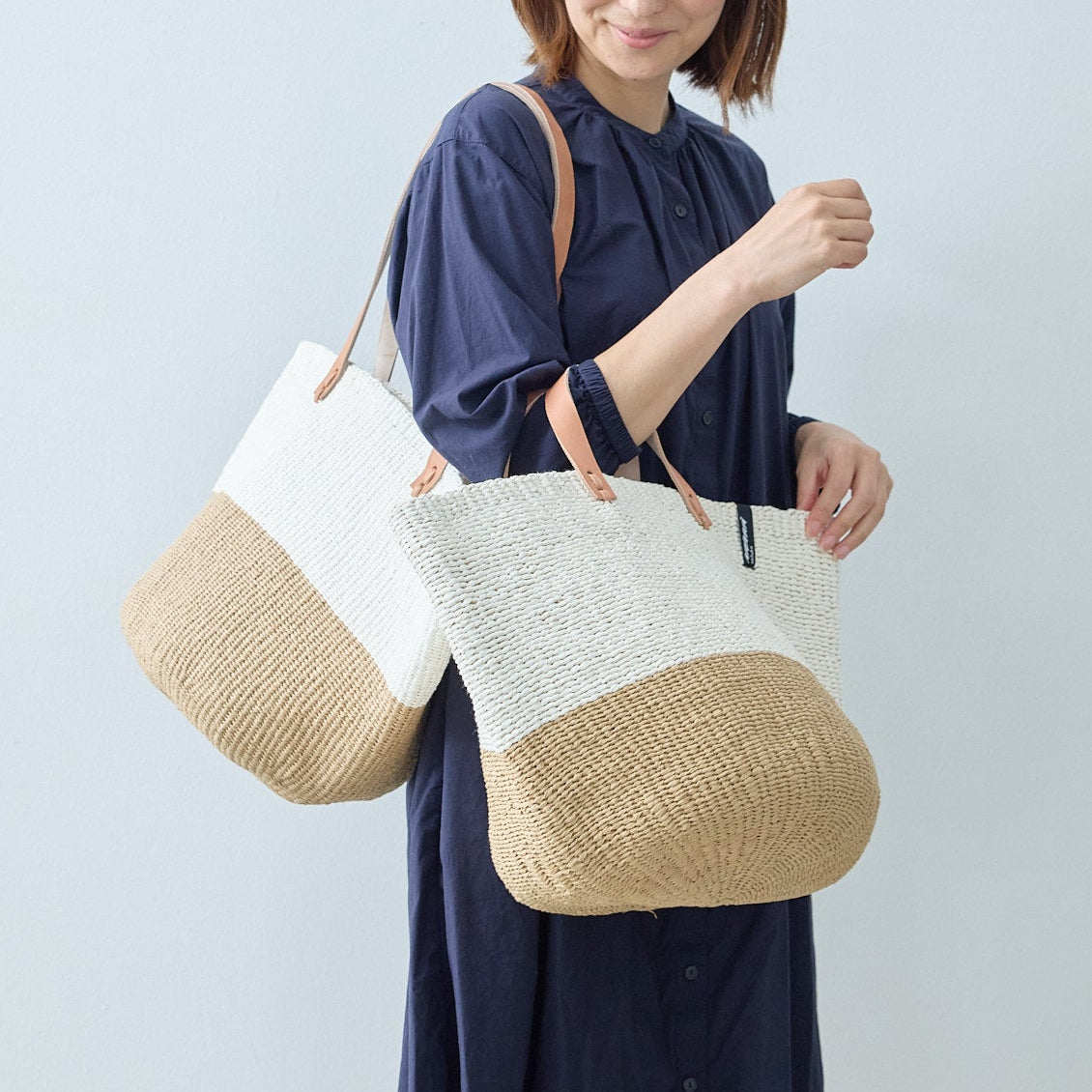 Kiondo shopper basket| White and brown duo M