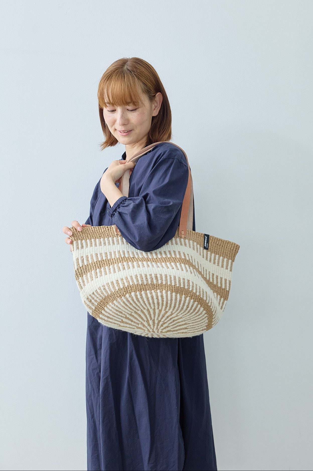 Pamba shopper basket | White rib weave M