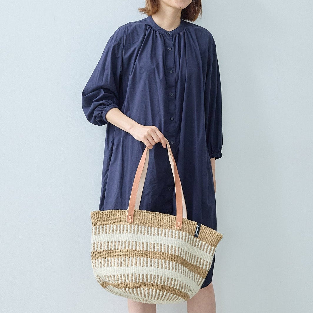 Pamba shopper basket | White rib weave M