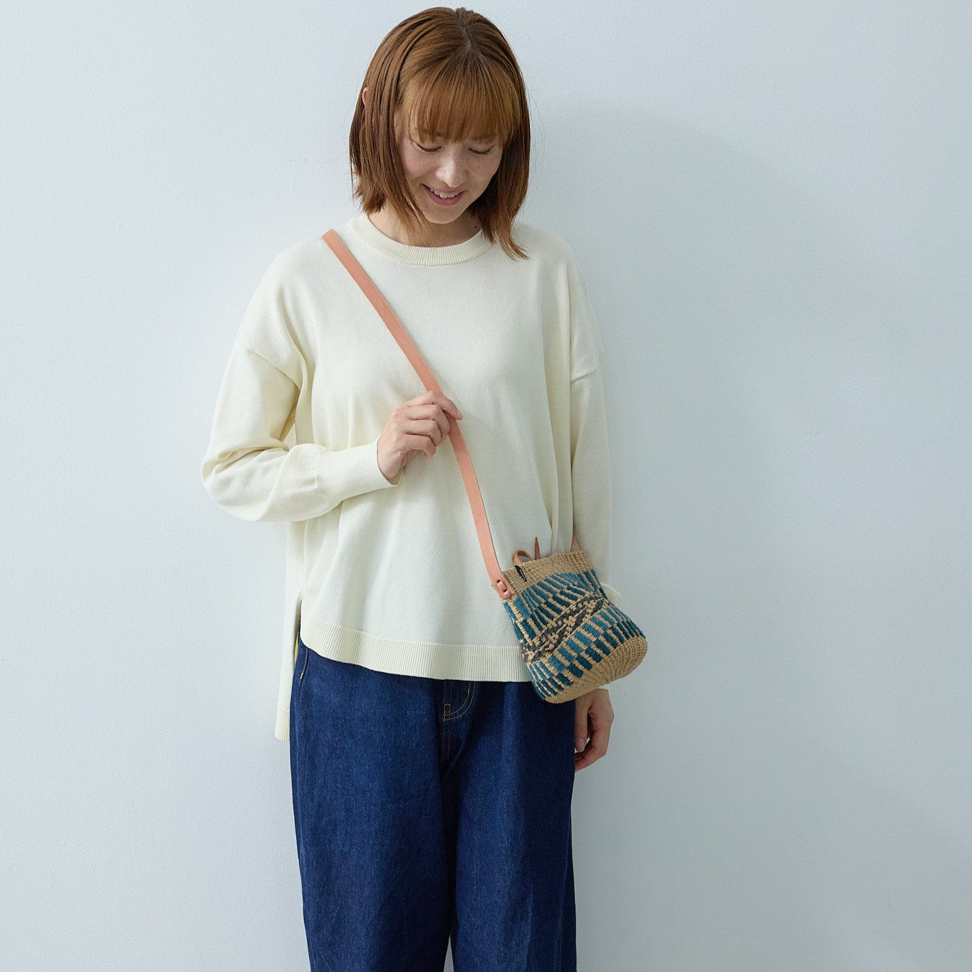 Pamba shopper basket | Green pattern weave XS