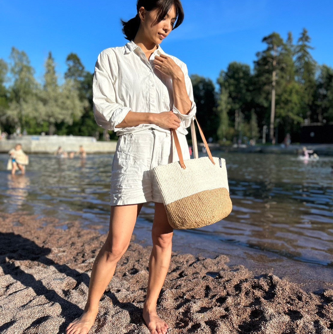 Kiondo shopper basket| White and brown duo M