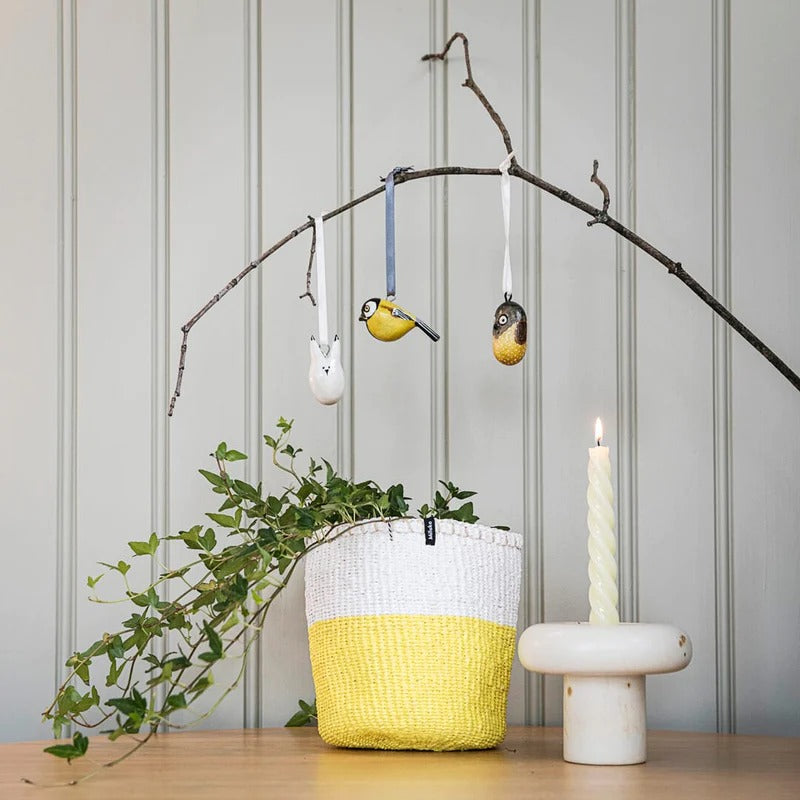 Wooden ornament | Yellow owl（フクロウ）