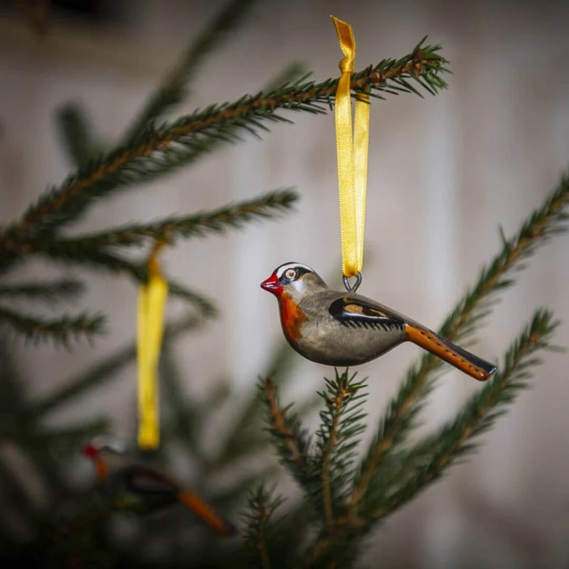 Wooden ornament | Robin chat（コマドリ）